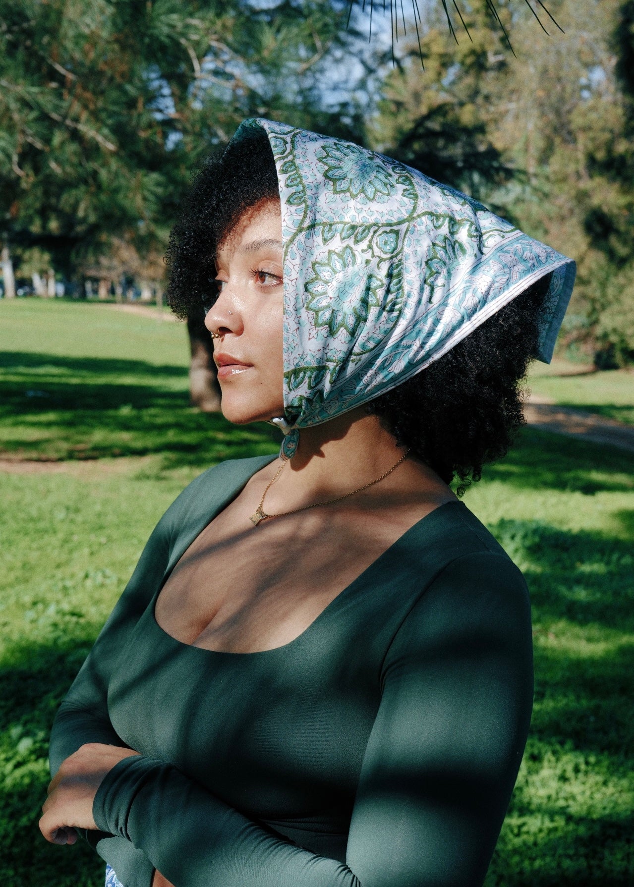 Peacock Bloom - Block Printed Cotton Bandana