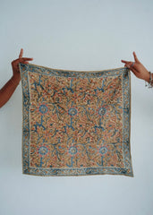 Cobalt Floral - Kalamkari Cotton Bandana