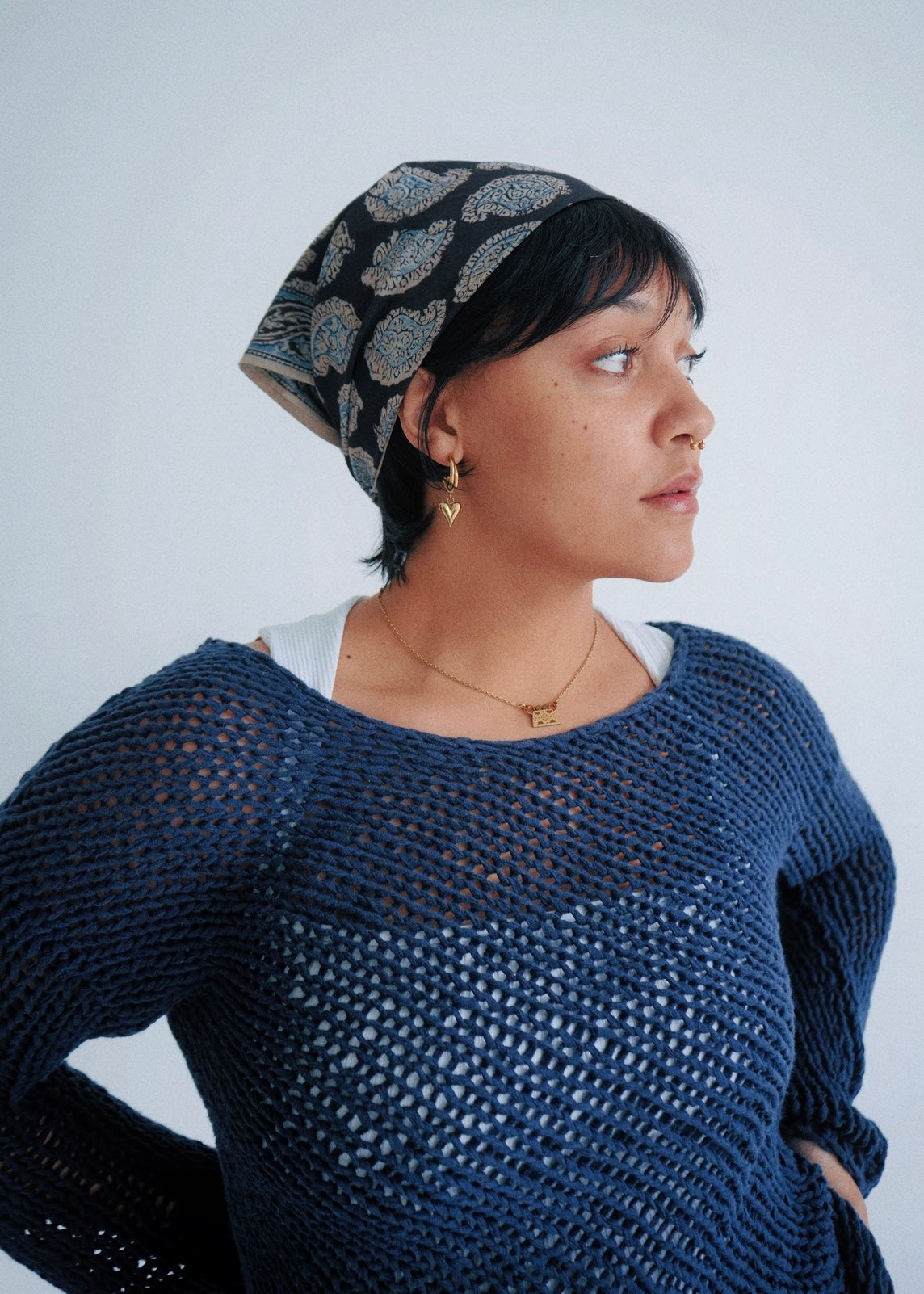 Midnight Feathers - Kalamkari Cotton Bandana