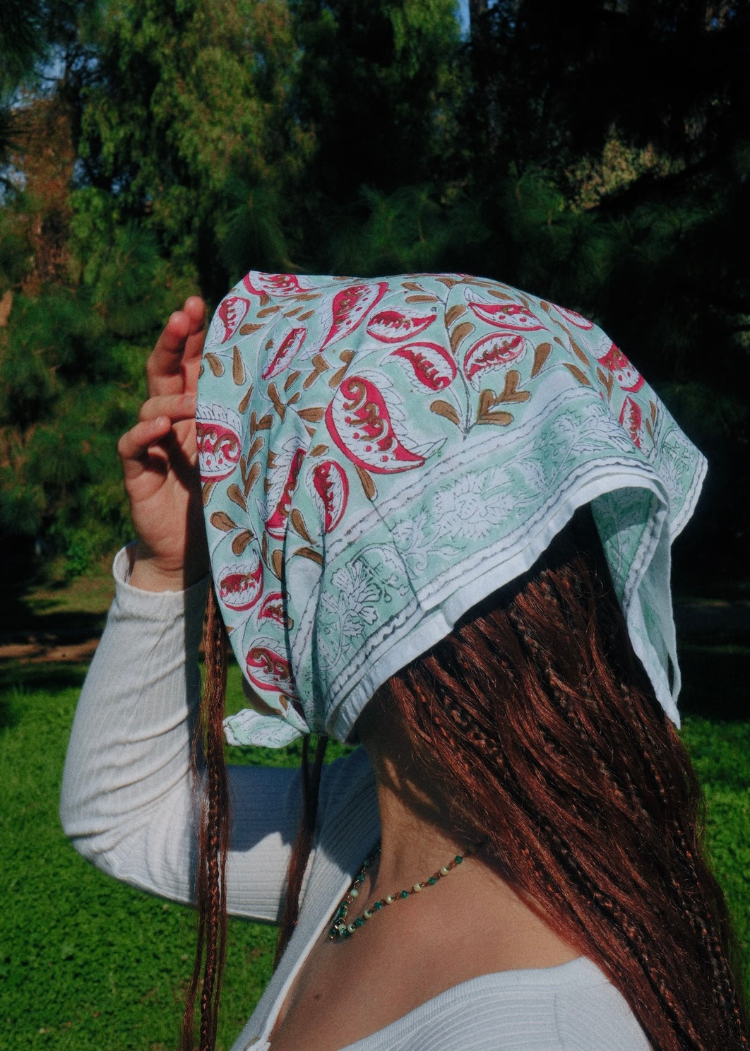 Mint Blush - Block Printed Cotton Bandana