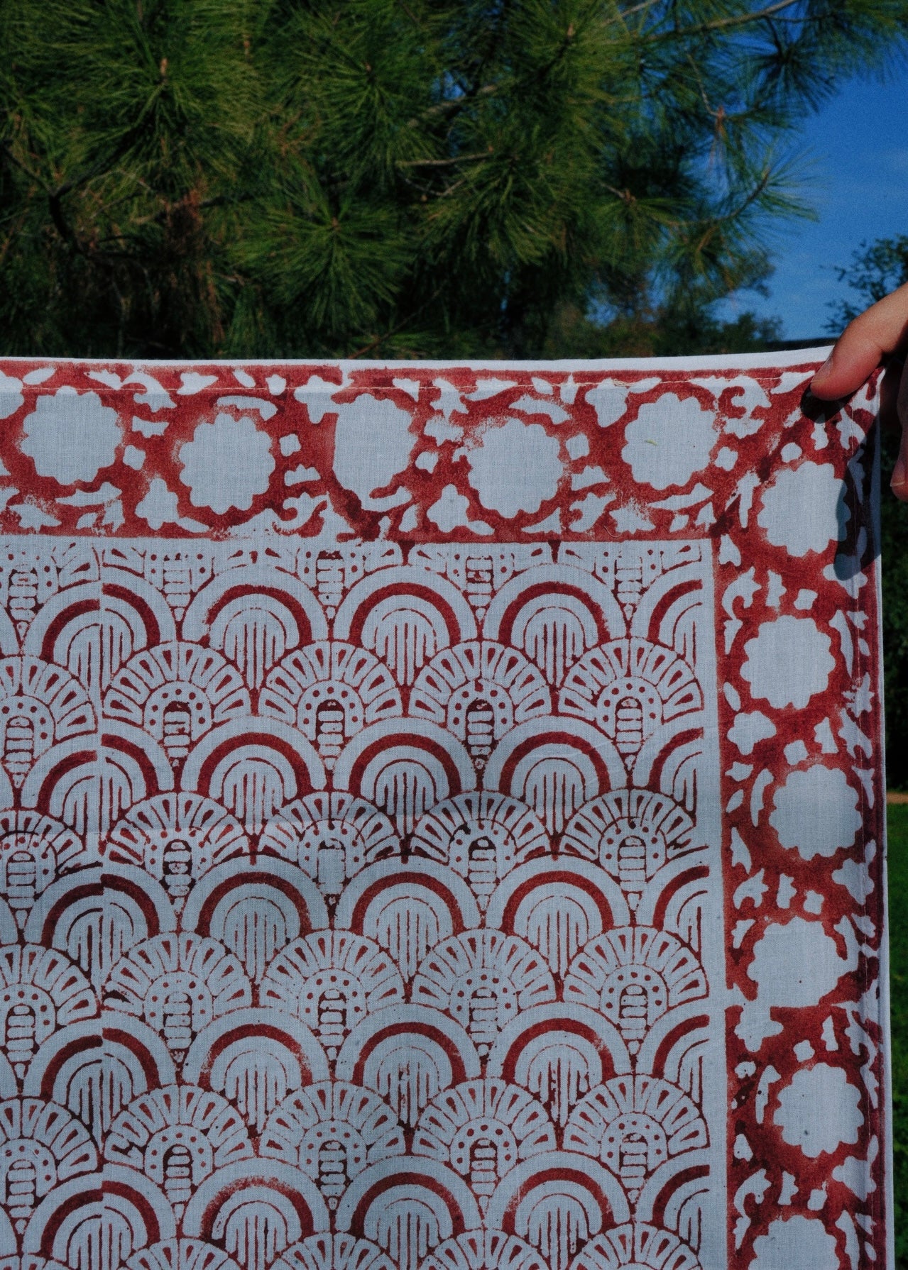 Sun-dried Scallops - Hand Block Printed Cotton Bandana