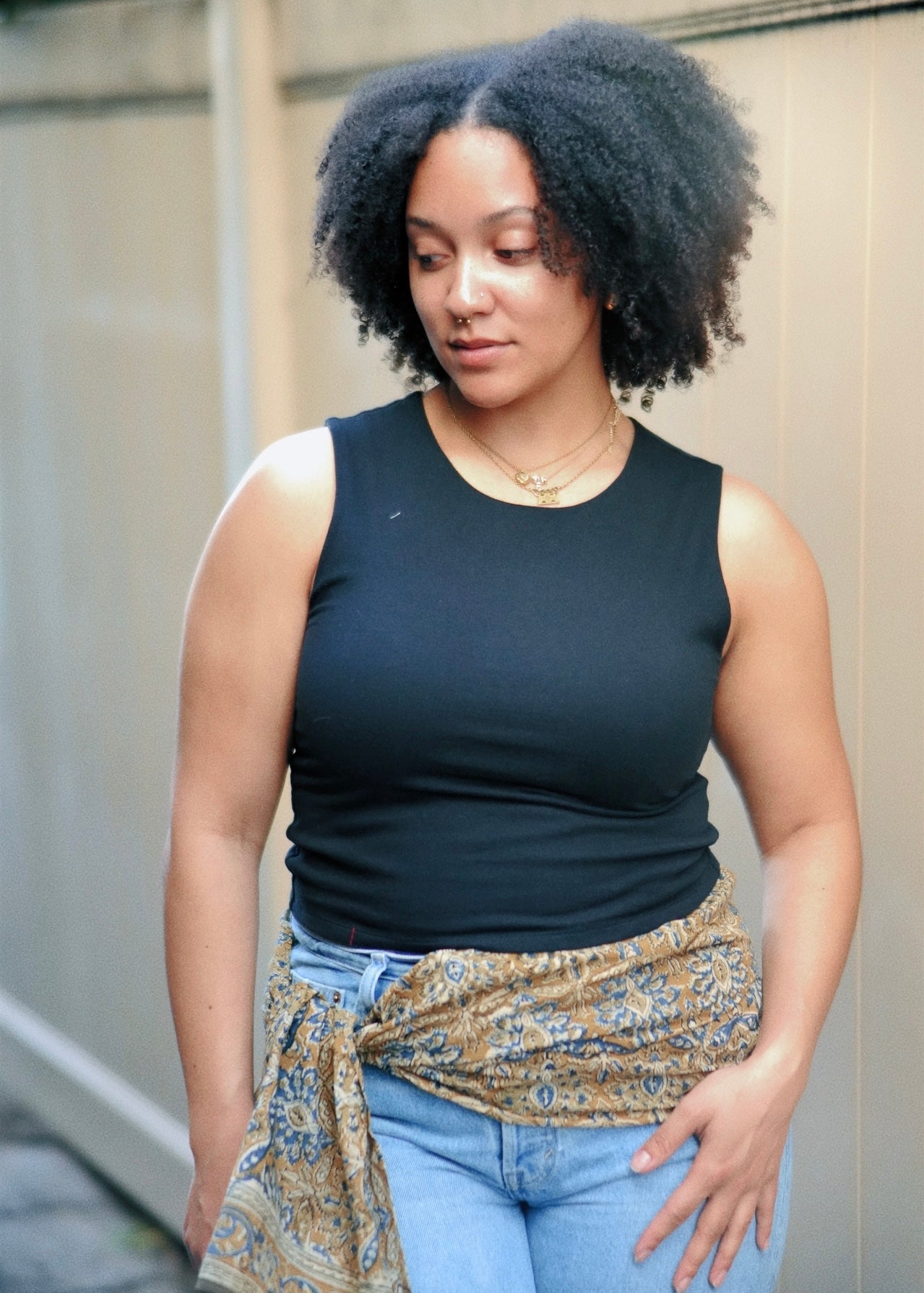 Mustard Tortoise Shell  - Hand Block Printed Scarf (600-071)