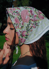 Spring Rose Garden - Block Printed Cotton Bandana