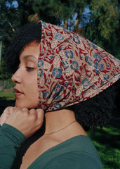 Blueberry Vine (Red) - Kalamkari Cotton Bandana