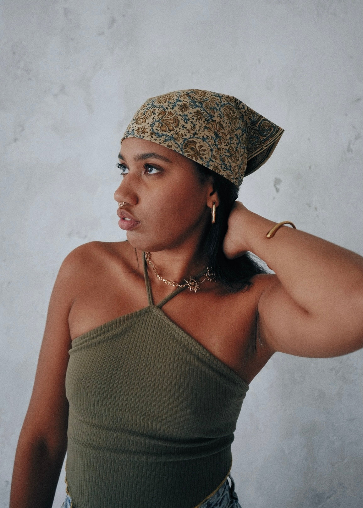 Gardenia Bell - Kalamkari Cotton Bandana