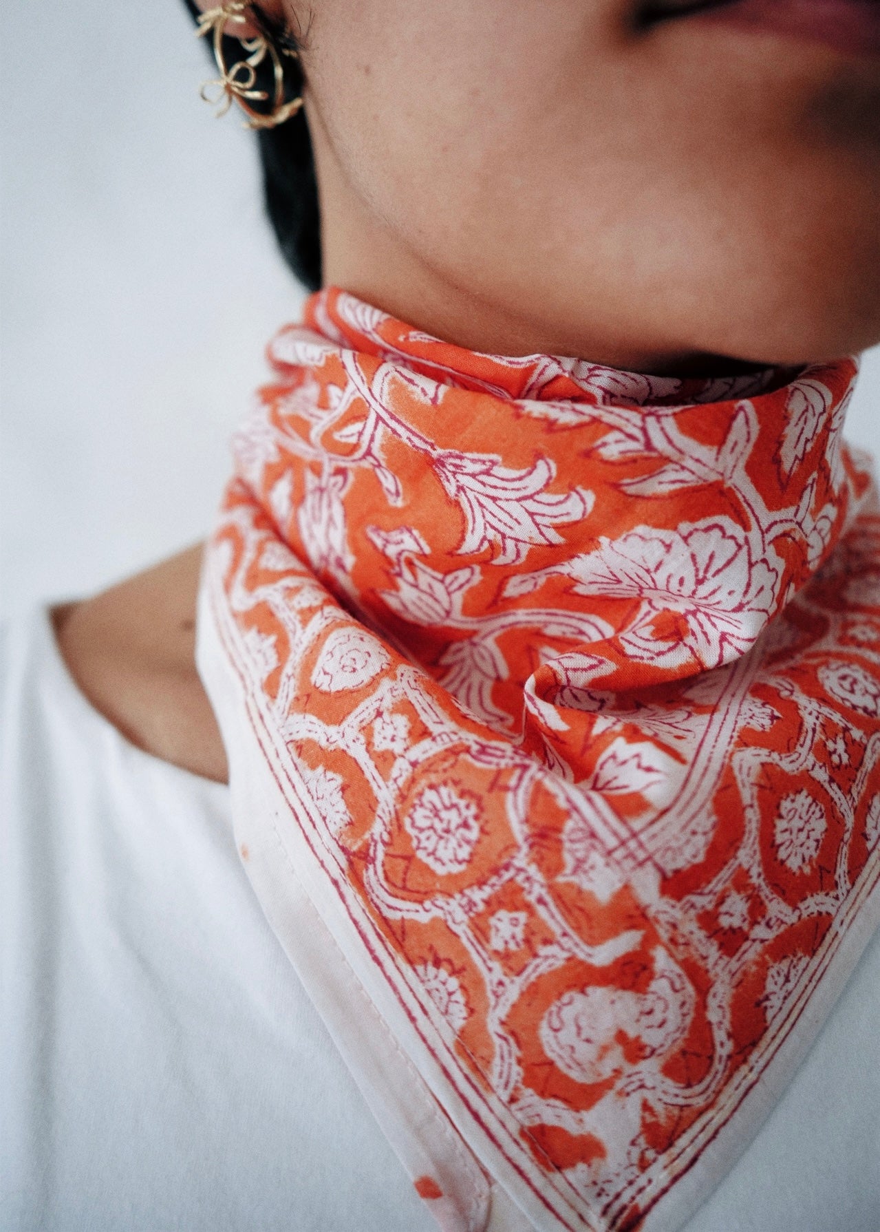 Tiger Lily - Hand Block Printed Cotton Bandana