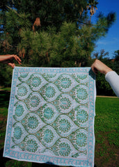 Peacock Bloom - Block Printed Cotton Bandana