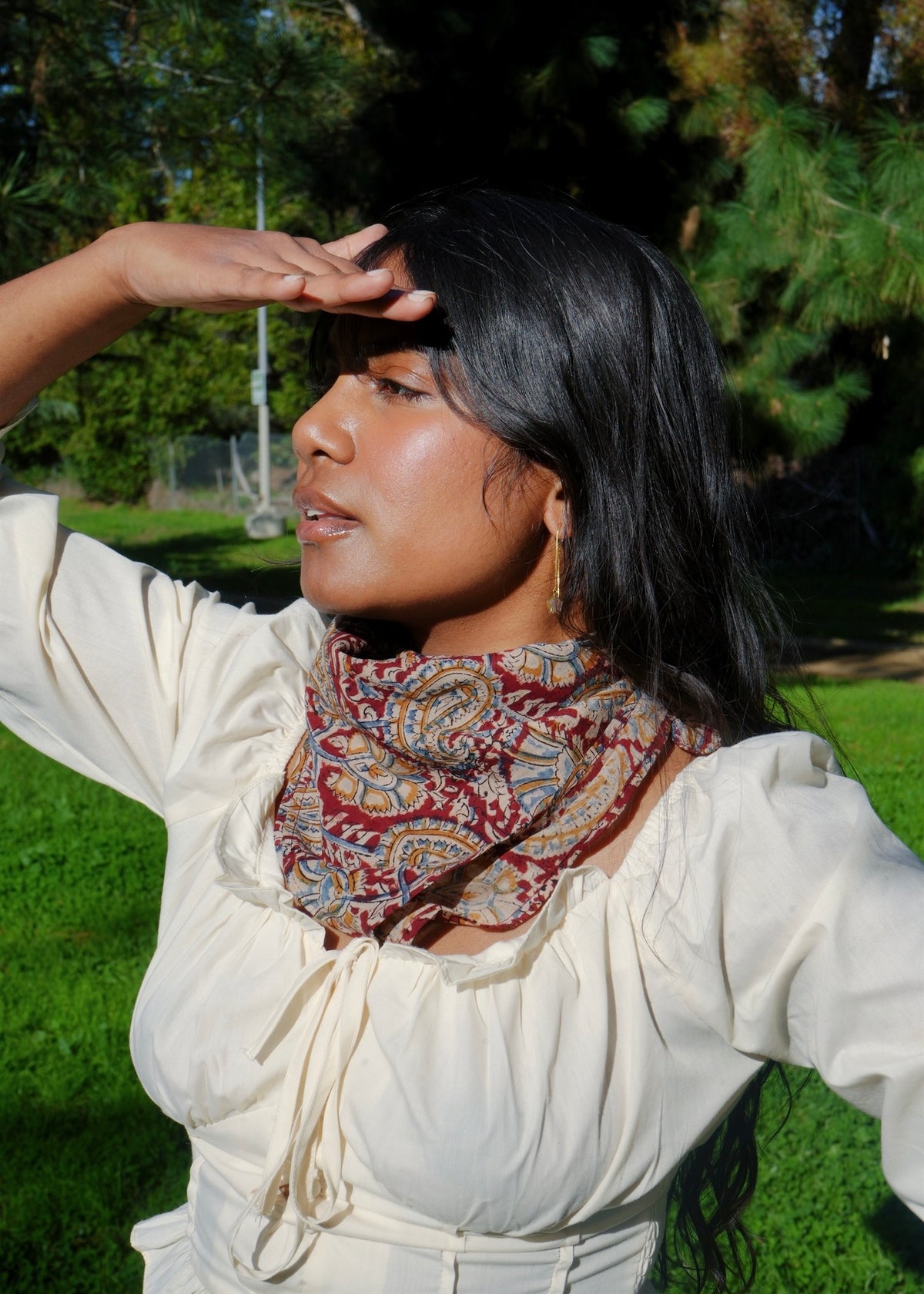 Pomegranate Jungle  - Kalamkari Cotton Bandana