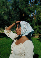 Marshmallow Lagoon - Block Printed Cotton Bandana
