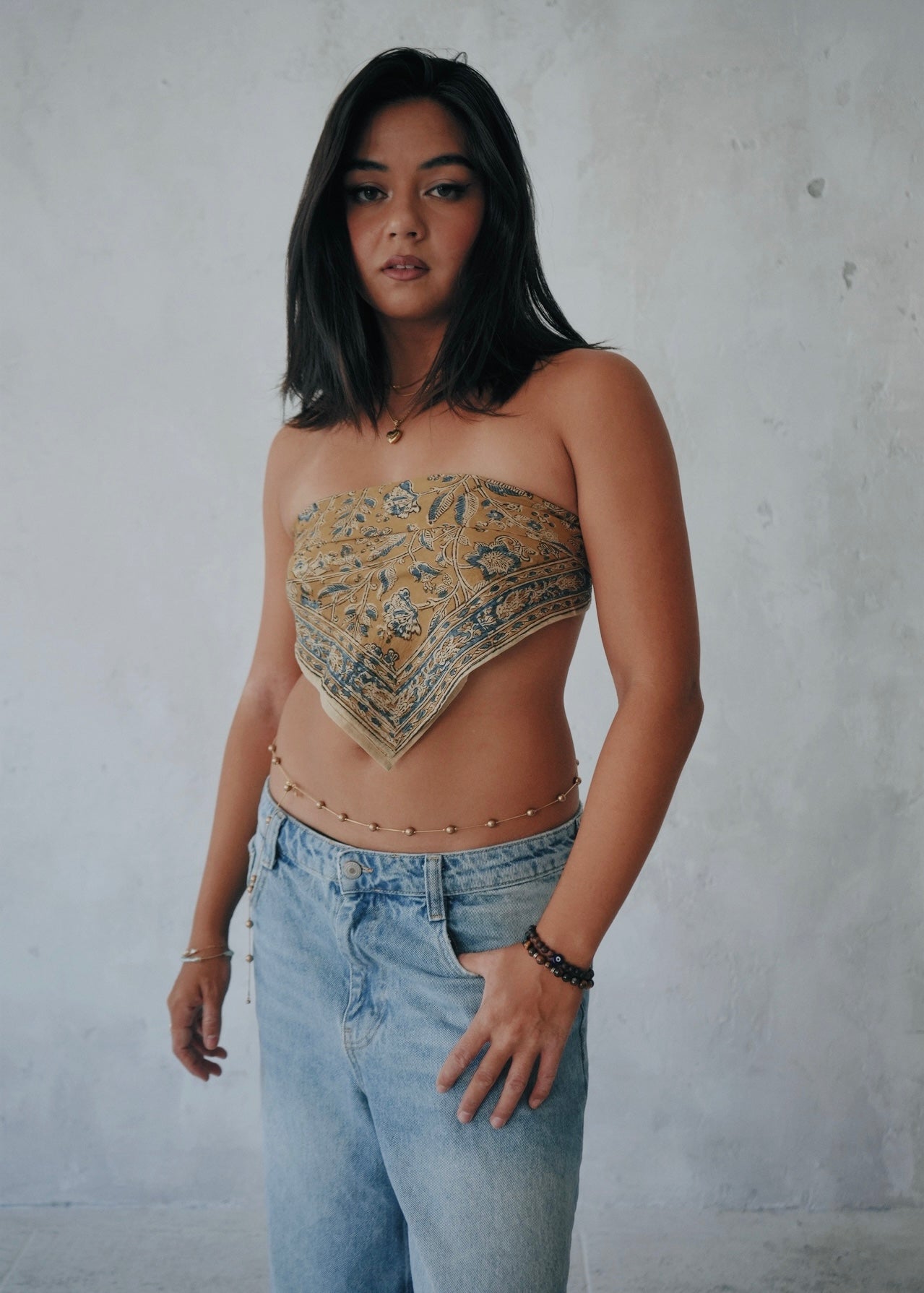 Sapphire Bloom - Kalamkari Cotton Bandana