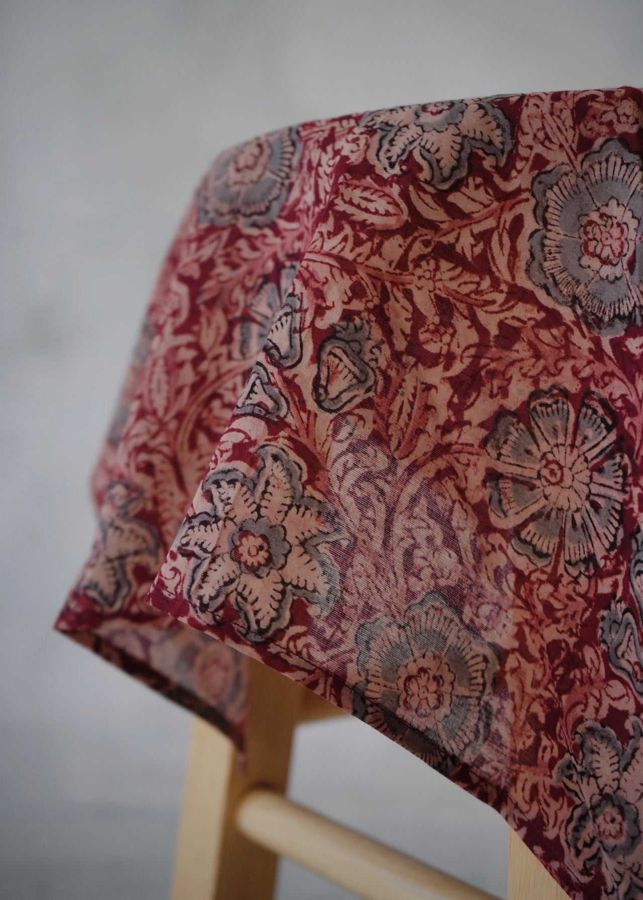 Crimson Blossom - Kalamkari Cotton Bandana