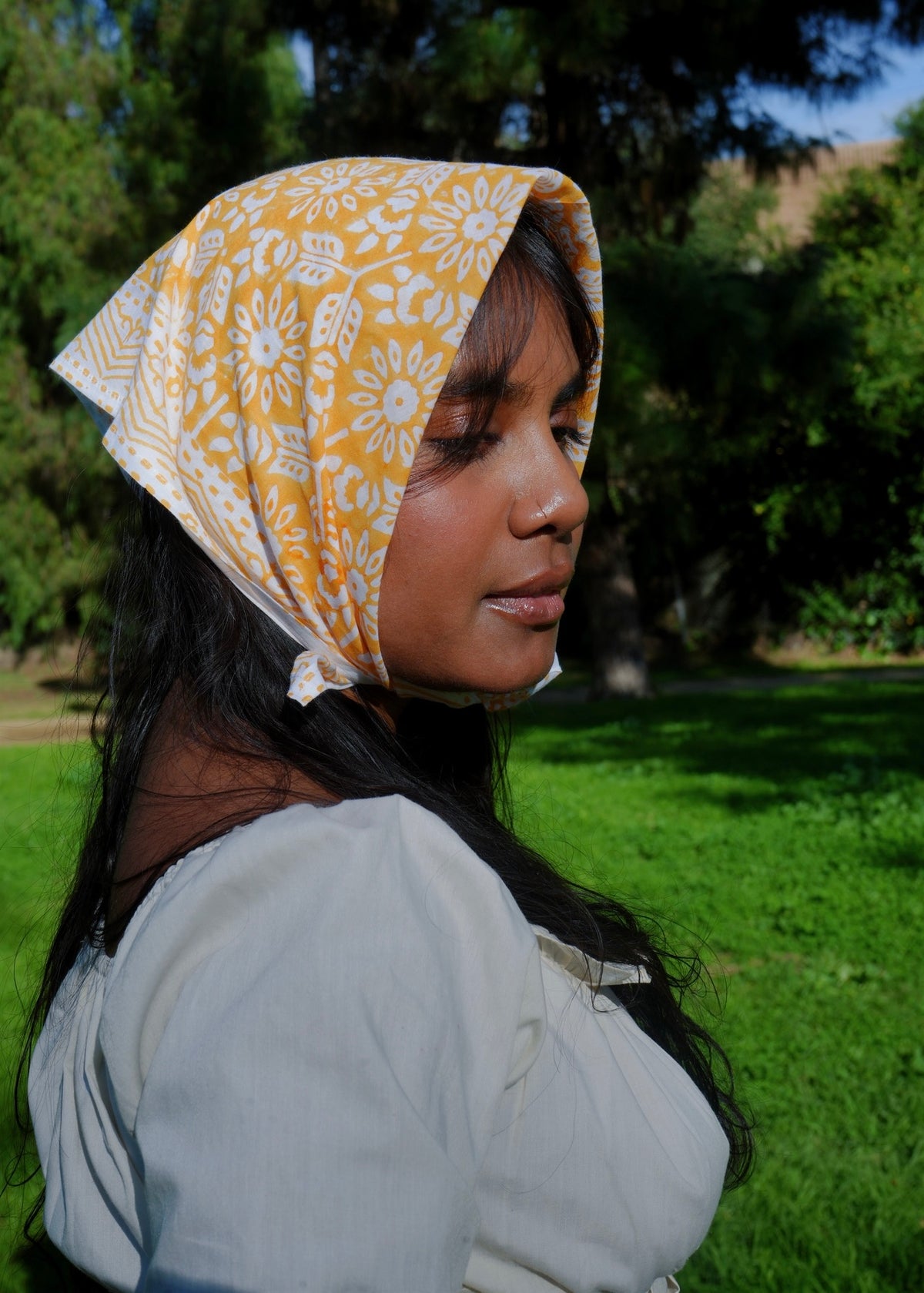 Marigold Pandaga - Block Printed Cotton Bandana