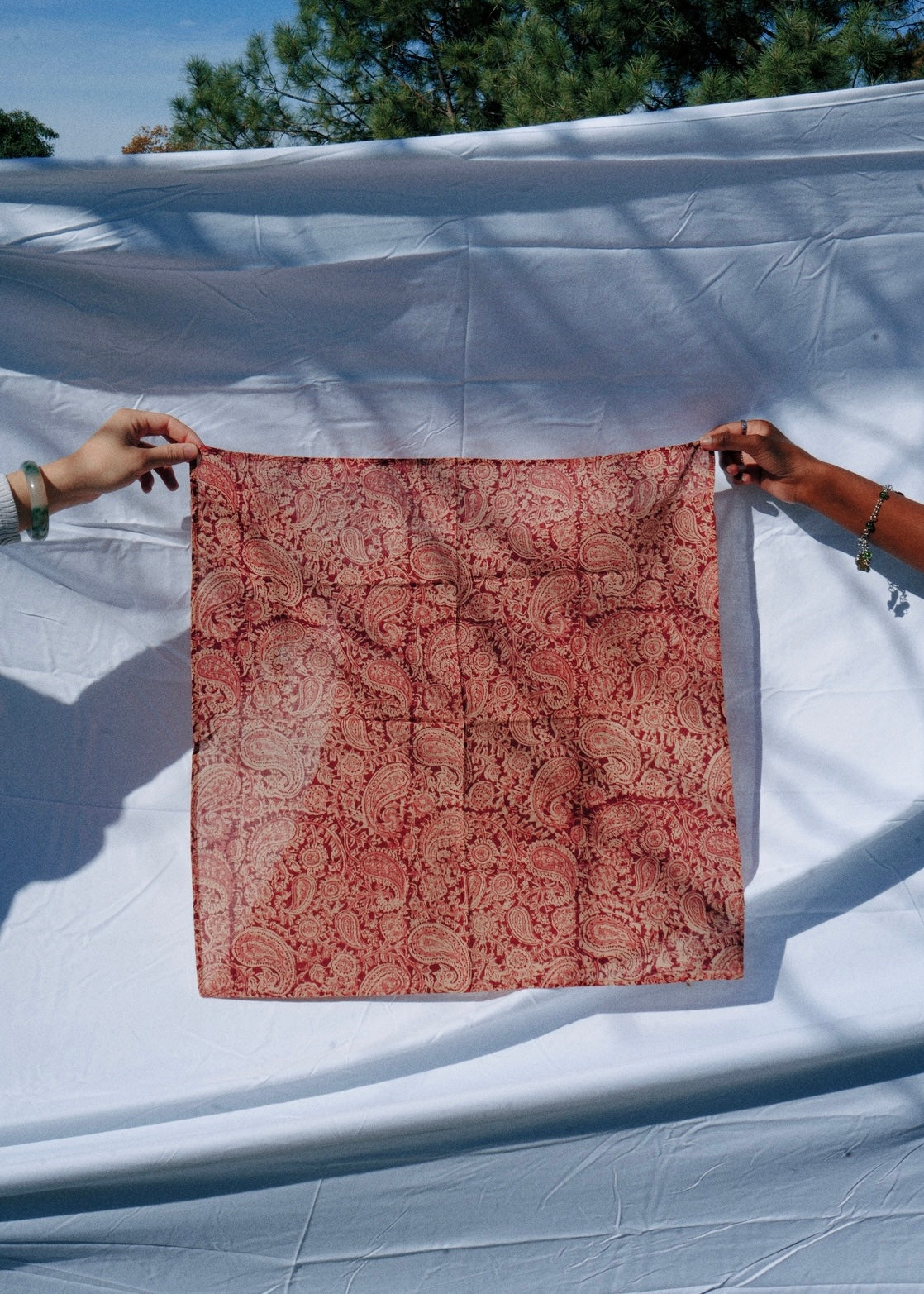 Brick Red Paisley - Kalamkari Cotton Bandana
