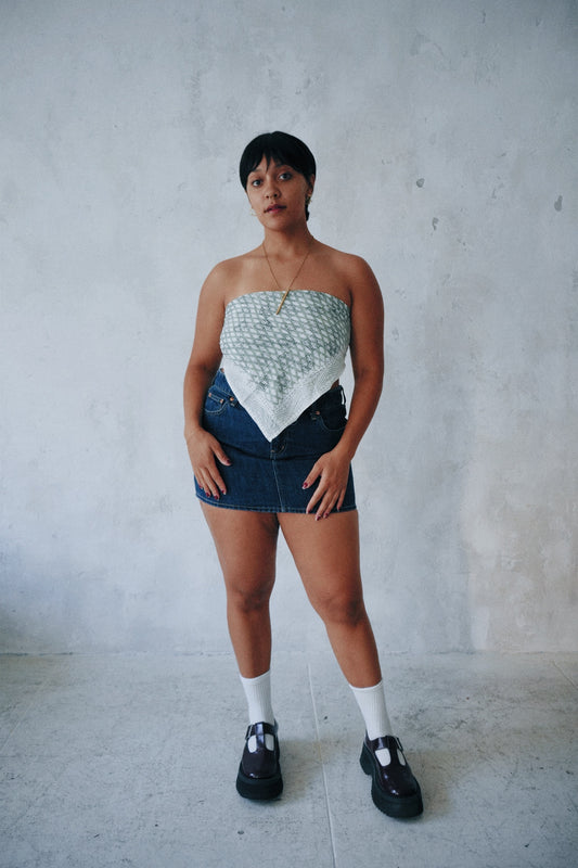 Swimming In Sea Foam - Hand Block Printed Cotton Bandana