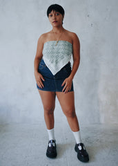 Swimming In Sea Foam - Hand Block Printed Cotton Bandana