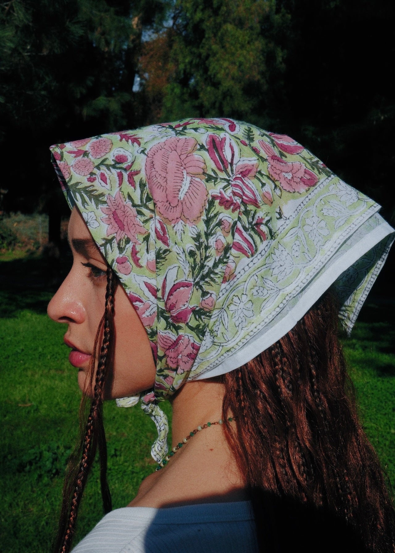 Spring Rose Garden - Block Printed Cotton Bandana