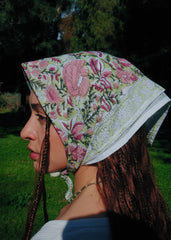 Spring Rose Garden - Block Printed Cotton Bandana
