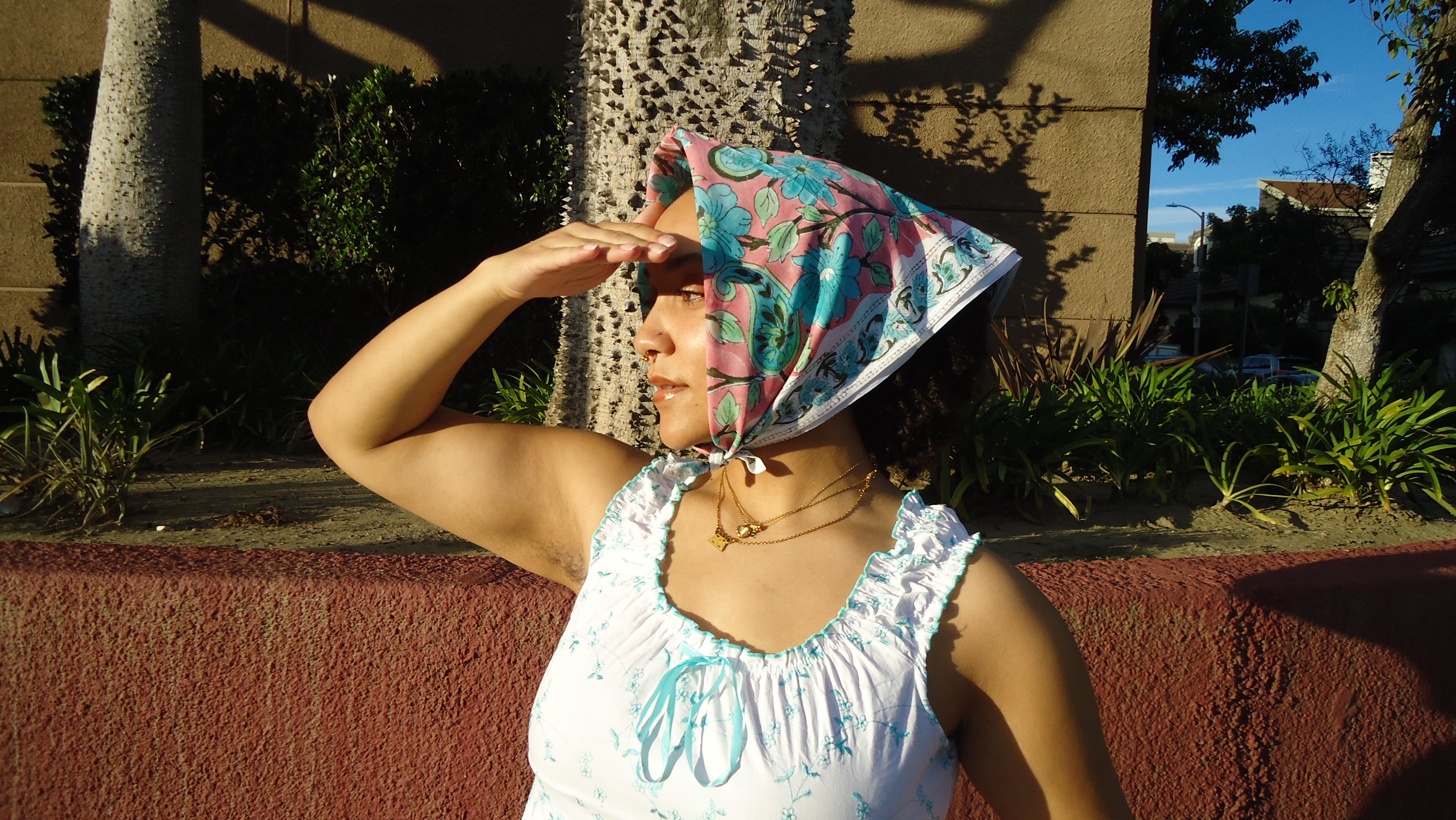 Water Color - Block Printed Cotton Bandana