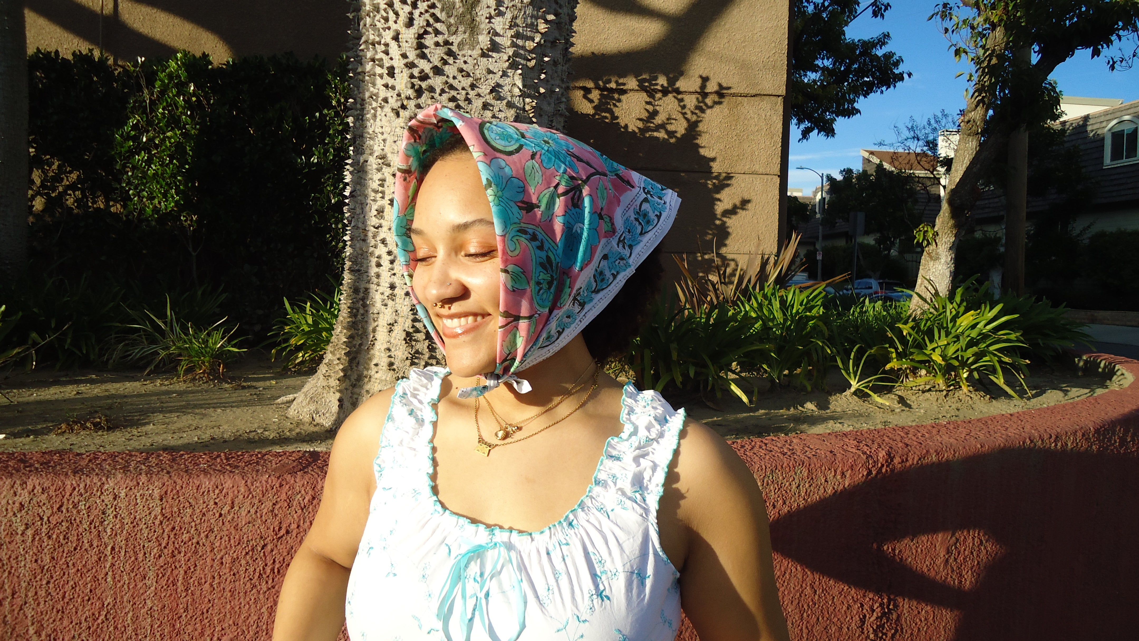 Water Color - Block Printed Cotton Bandana
