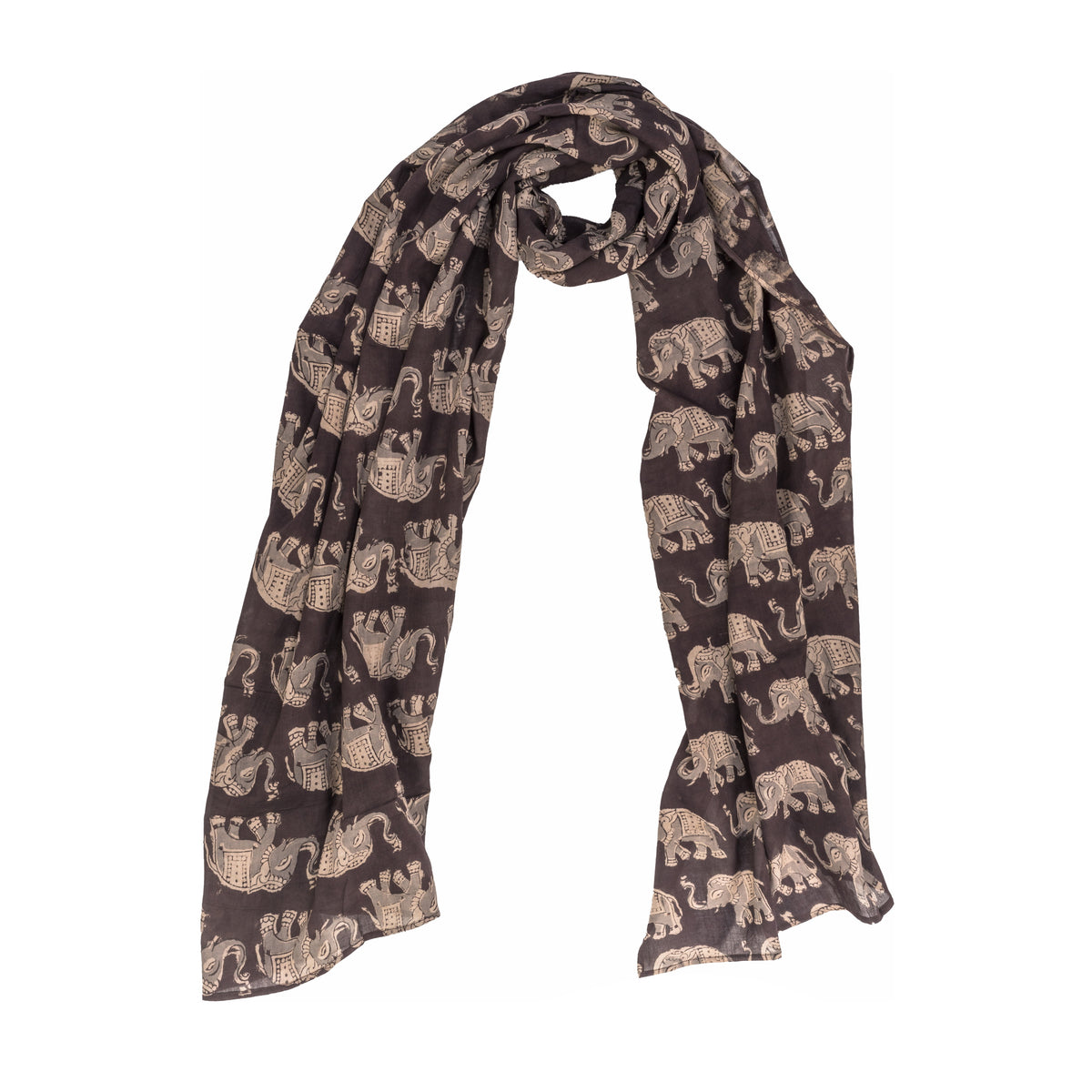 Gaja Stampede  - Hand Block Printed Scarf (600-026)