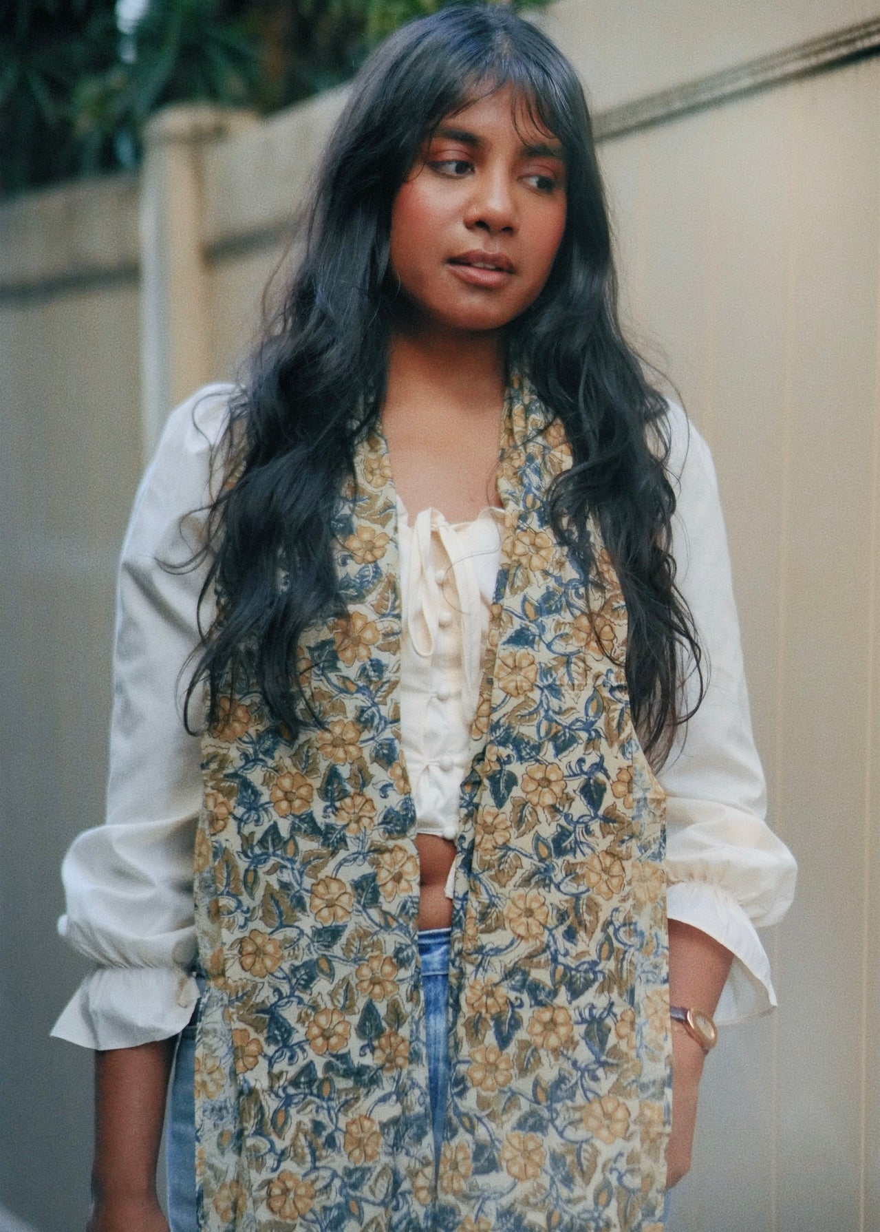 Woven Thistle - Hand Block Printed Scarf (600-022)