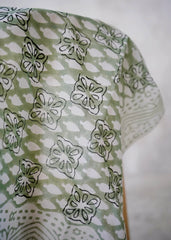 Swimming In Sea Foam - Hand Block Printed Cotton Bandana
