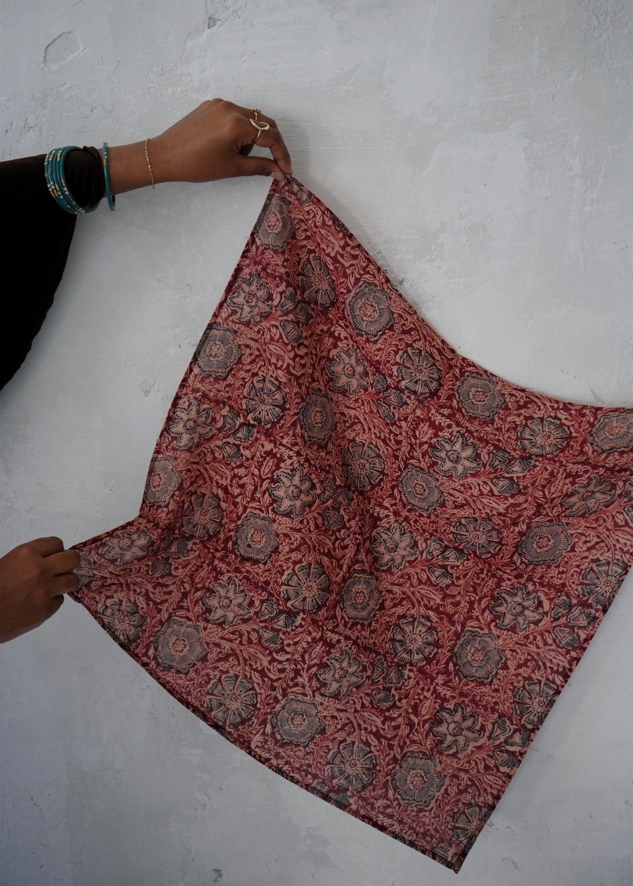 Crimson Blossom - Kalamkari Cotton Bandana
