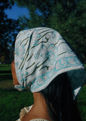 Marshmallow Lagoon - Block Printed Cotton Bandana