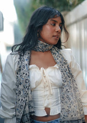Midnight Lillies - Hand Block Printed Scarf (600-072)