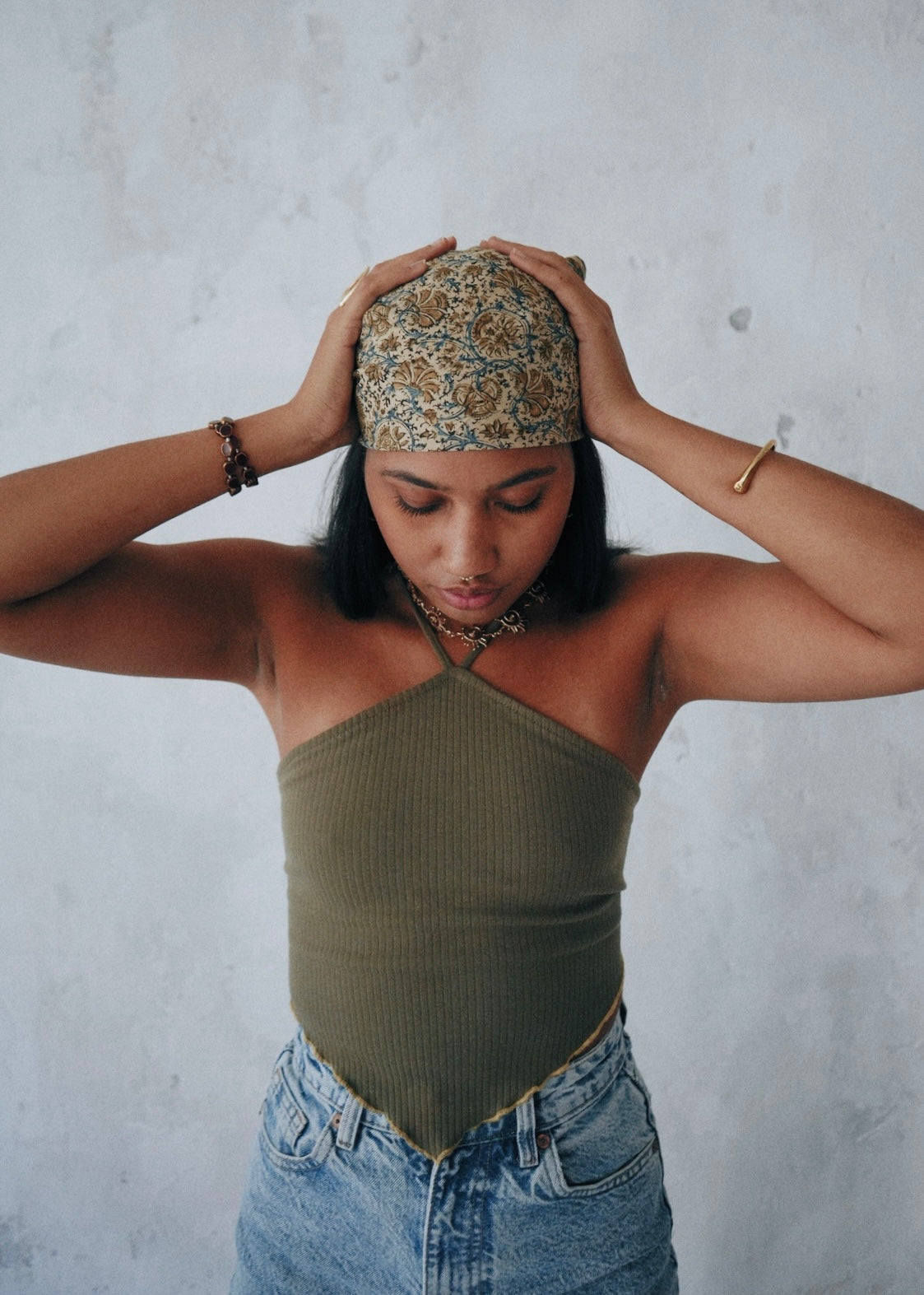 Gardenia Bell - Kalamkari Cotton Bandana