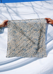 Blue Dandelions  - Kalamkari Cotton Bandana