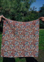 Blueberry Vine (Red) - Kalamkari Cotton Bandana