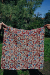Blueberry Vine (Red) - Kalamkari Cotton Bandana
