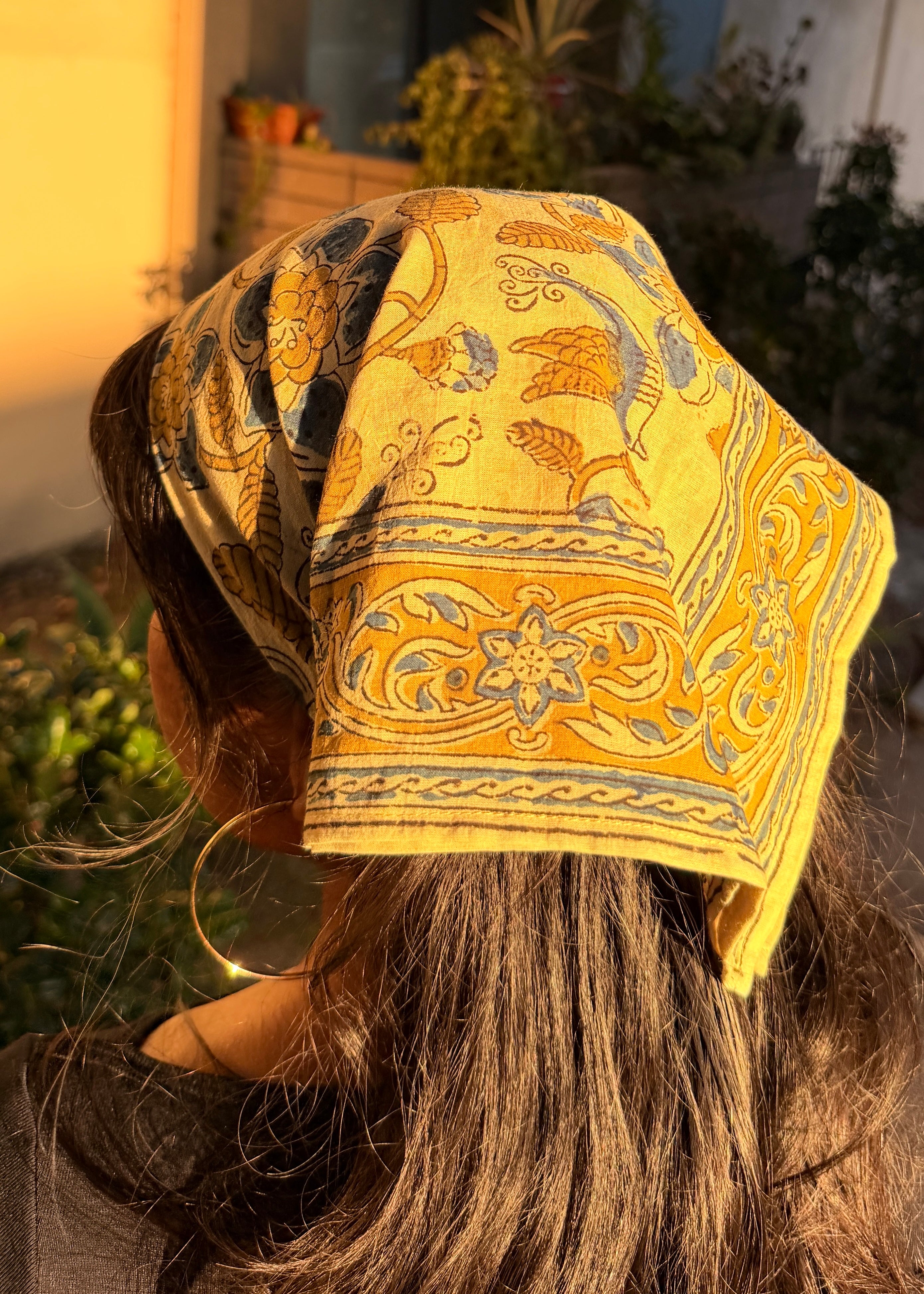 Morning Songbird - Kalamkari Cotton Bandana