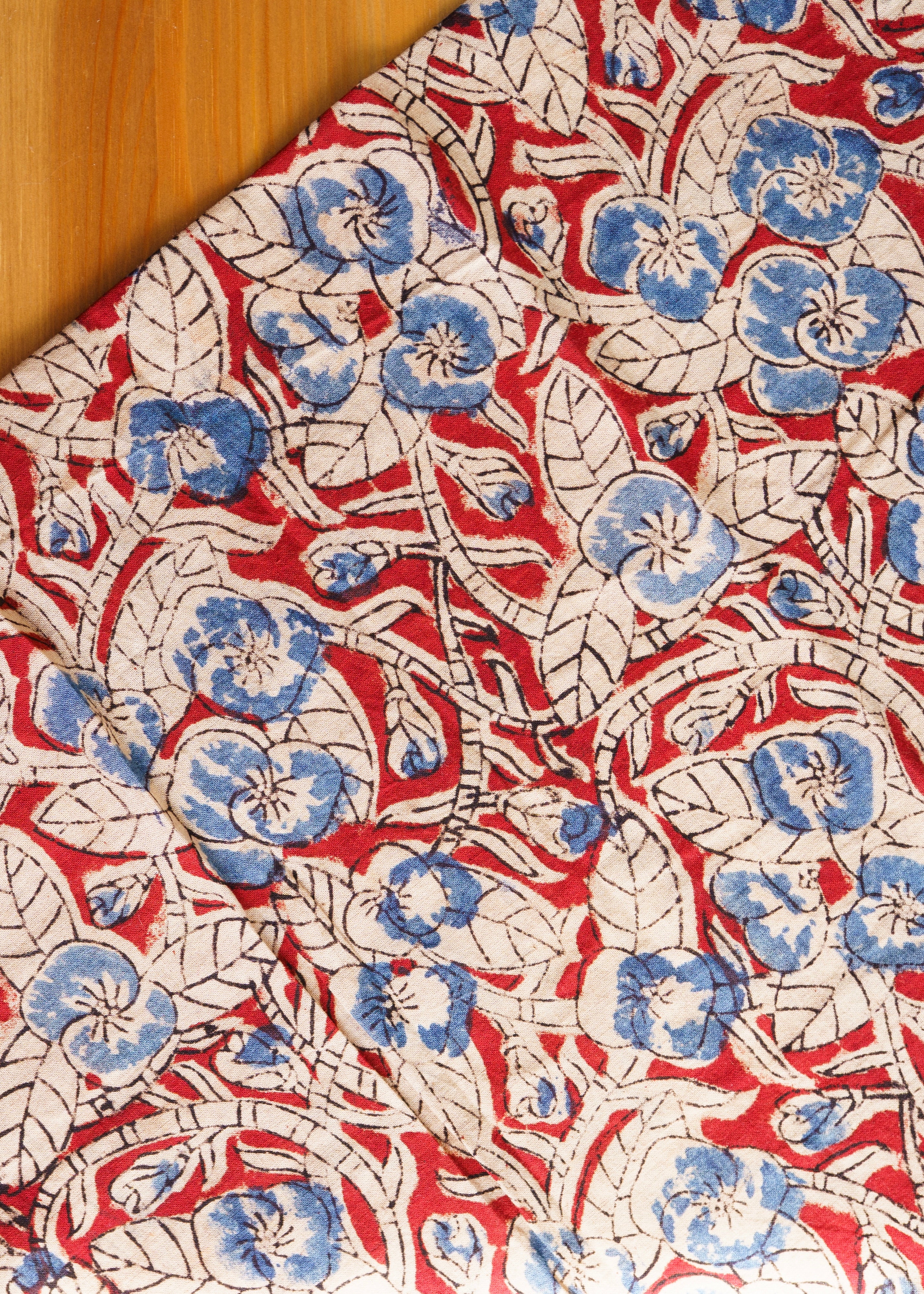 Blueberry Vine (Red) - Kalamkari Cotton XL Wrap