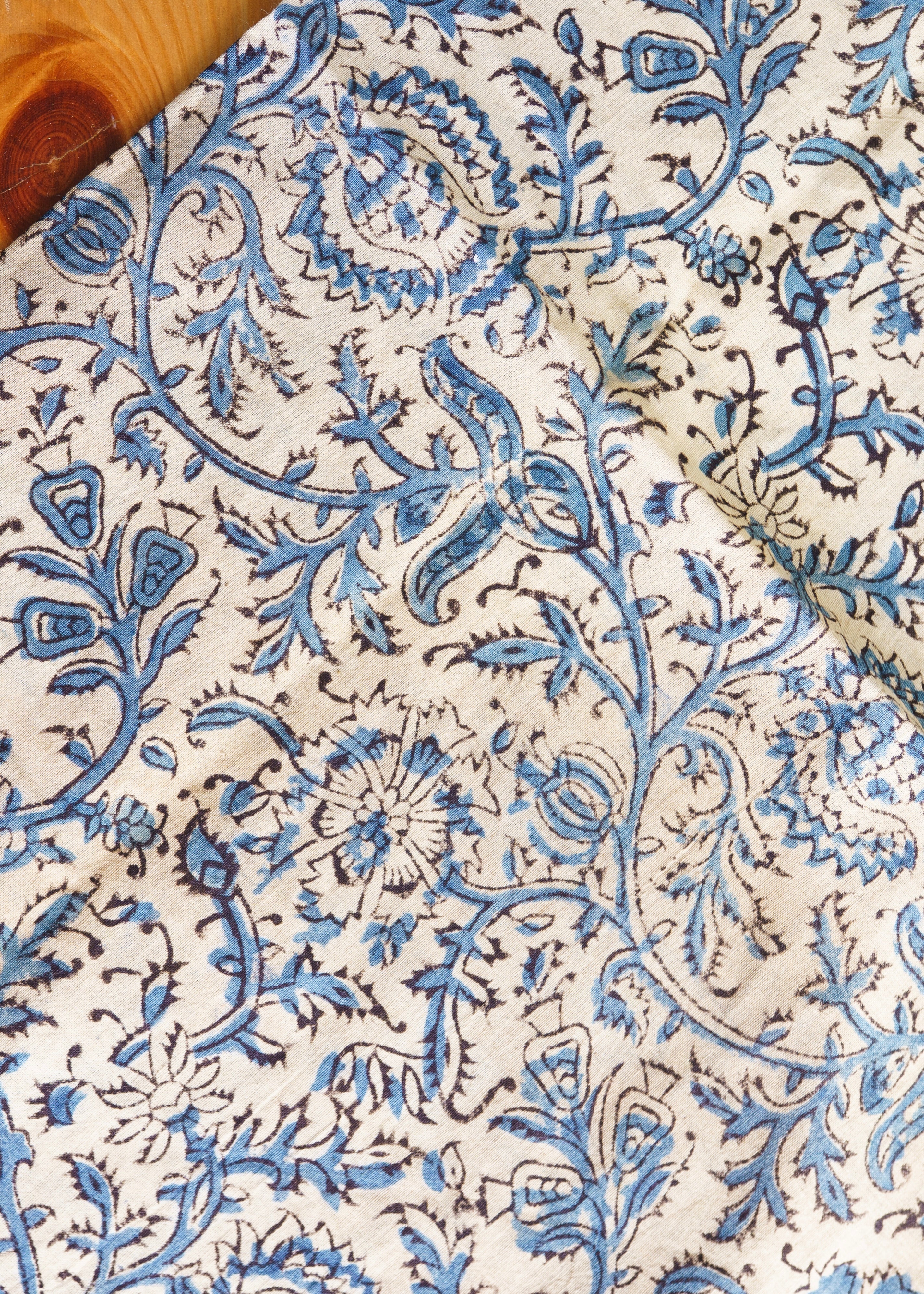 Blue Dandelions - Kalamkari Cotton XL Wrap