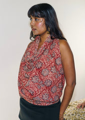 Crimson Blossom -  Kalamkari Cotton XL Wrap