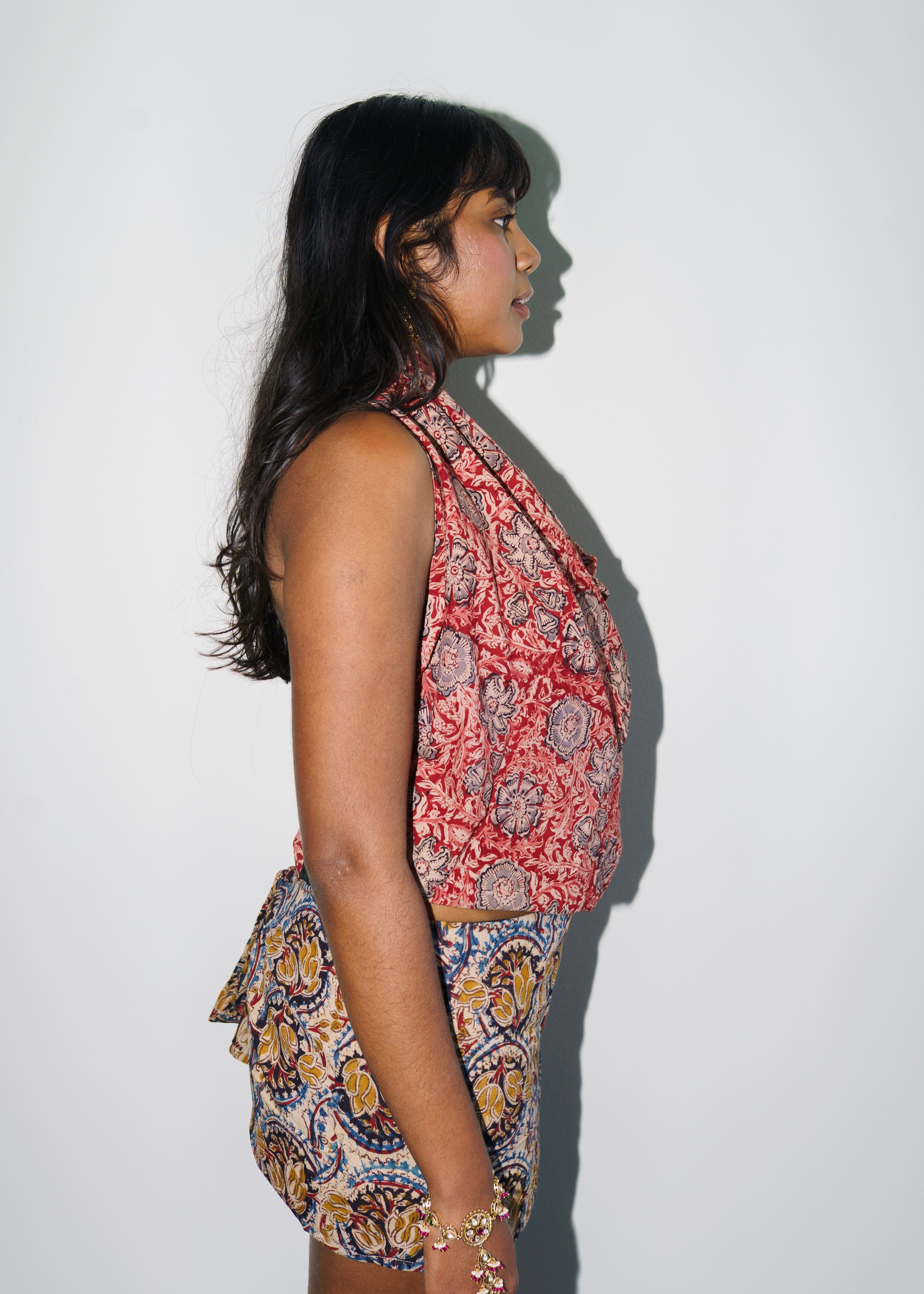 Crimson Blossom -  Kalamkari Cotton XL Wrap