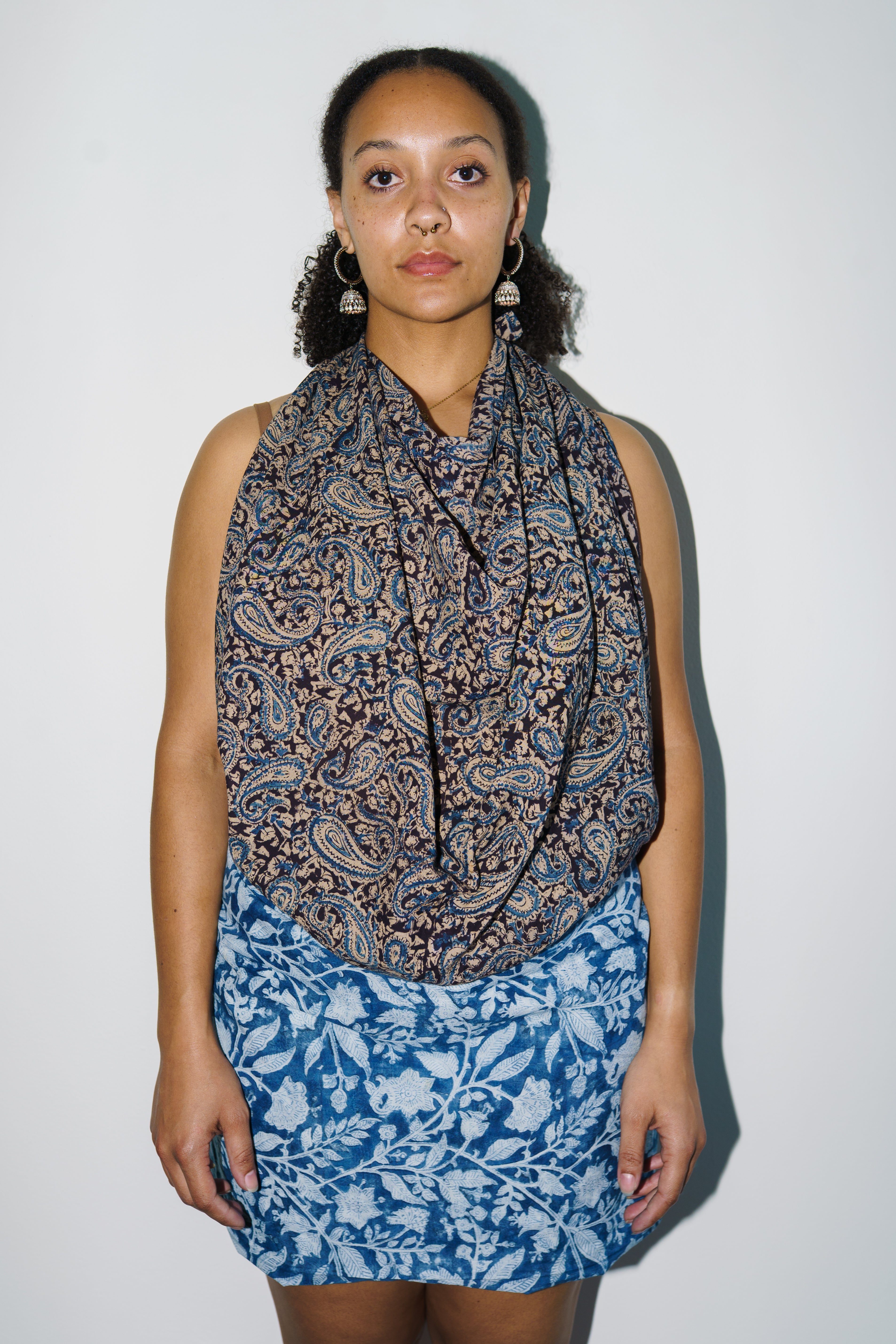 Indigo Mirage - Kalamkari Cotton XL Wrap