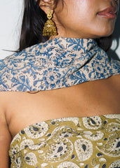 Blue Dandelions - Kalamkari Cotton XL Wrap