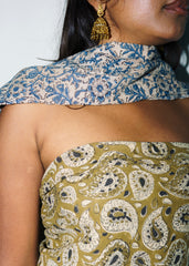 Blue Dandelions - Kalamkari Cotton XL Wrap