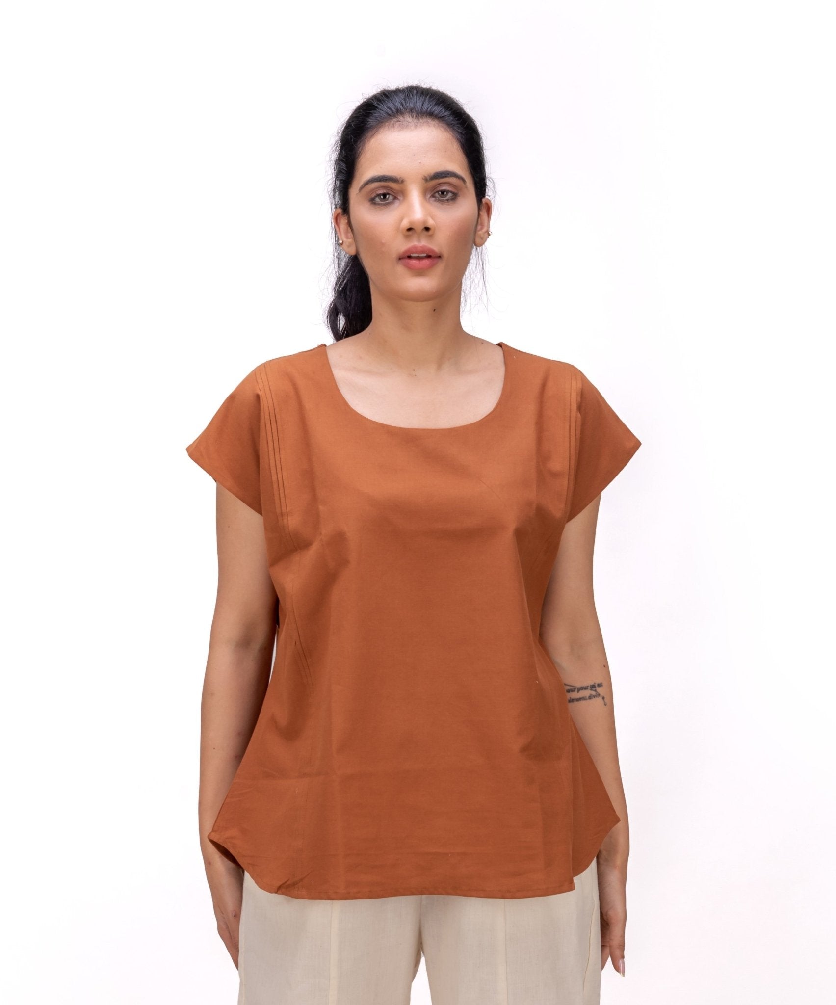 427 - 405 White Lotus "Linda" Brown Short Top - White Lotus Distributors LLC
