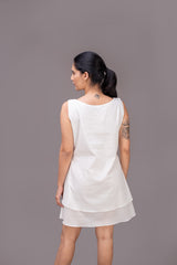 425-122 White Lotus "Shirley" Triple Layered White Dress