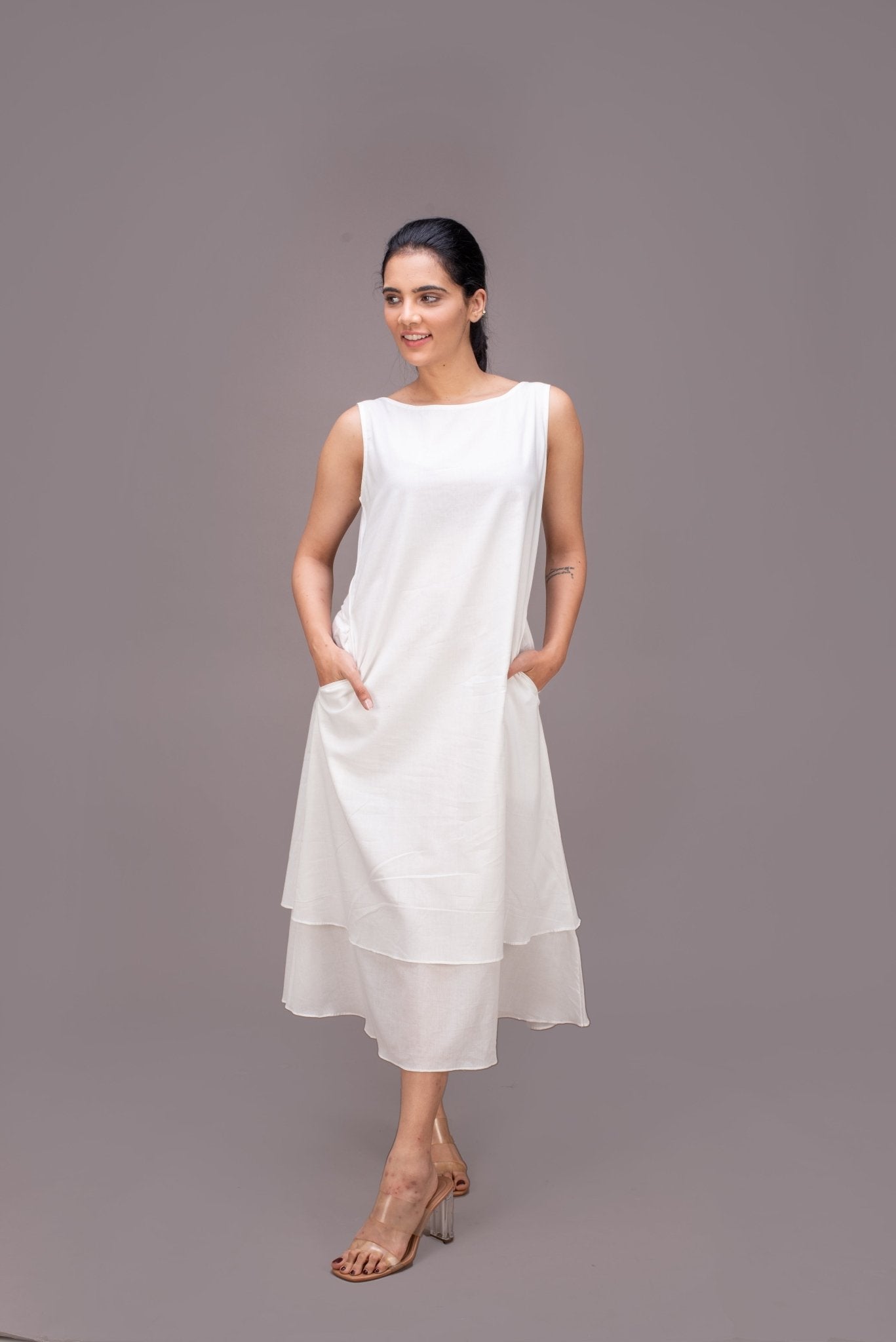 406 - 122 "Ronie" Whitelotus women's Double Layered Maxi Dress - White Lotus Distributors LLC