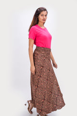 KK3011 Wrap Skirt - Flowers Brown