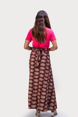 KK3017  "Wrap Skirt" - Brown Paisley