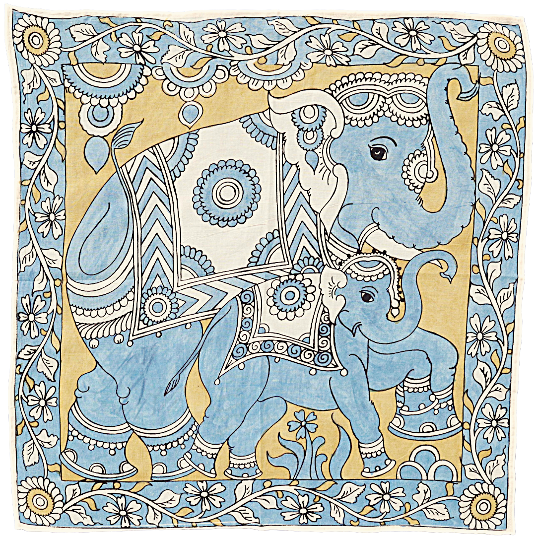 Azure Majesty Elephant - Limited Hand Painted Cotton Bandana