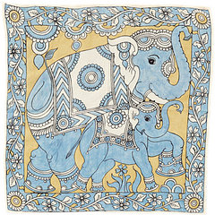 Azure Majesty Elephant - Limited Hand Painted Cotton Bandana