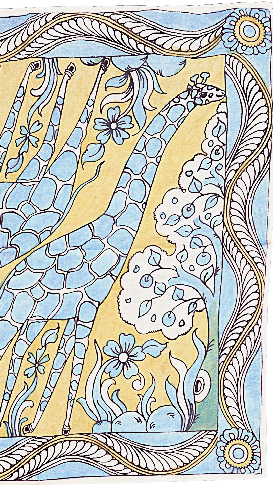 Azure Savannah Giraffe - Limited Hand Painted Cotton Bandana