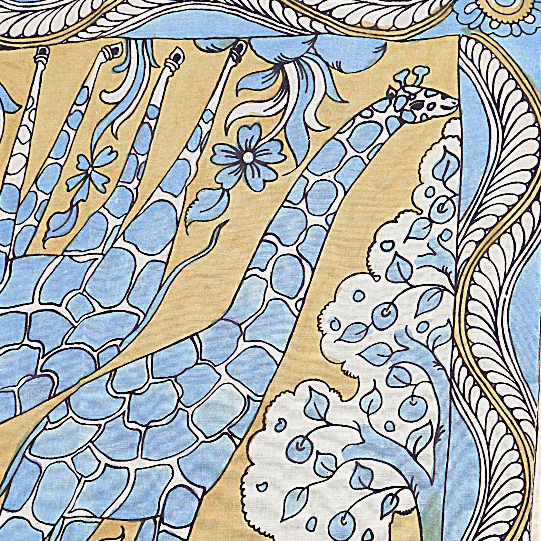 Azure Savannah Giraffe - Limited Hand Painted Cotton Bandana